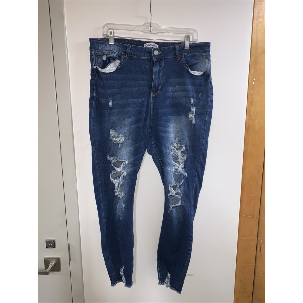 Women's denim stretch pants thread and others size 17–18 very high waisted Jeans